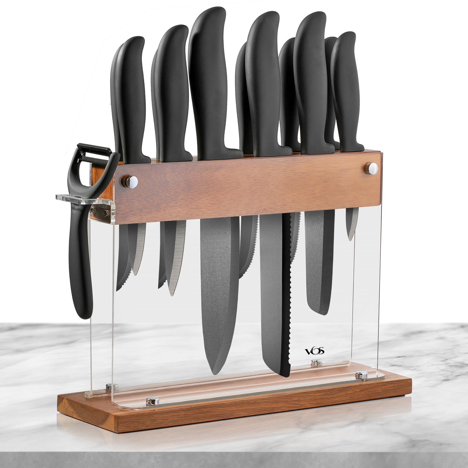 Vos Ceramic Knives With Covers 6 Pcs Kitchen Knife Set - 8 Bread