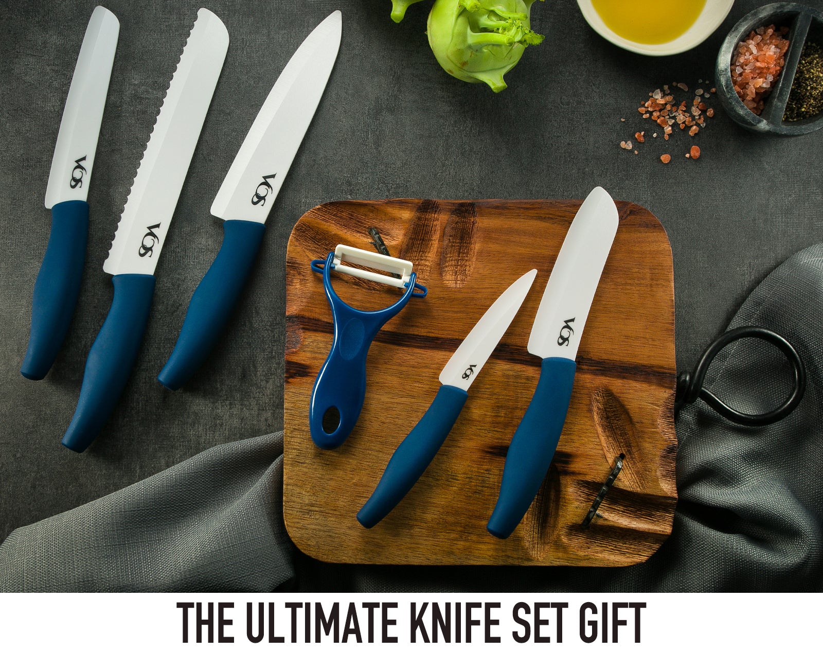 Kitchen Ceramic Knife Set - 3 Pcs With Gift Box - Multicolor – Vosknife