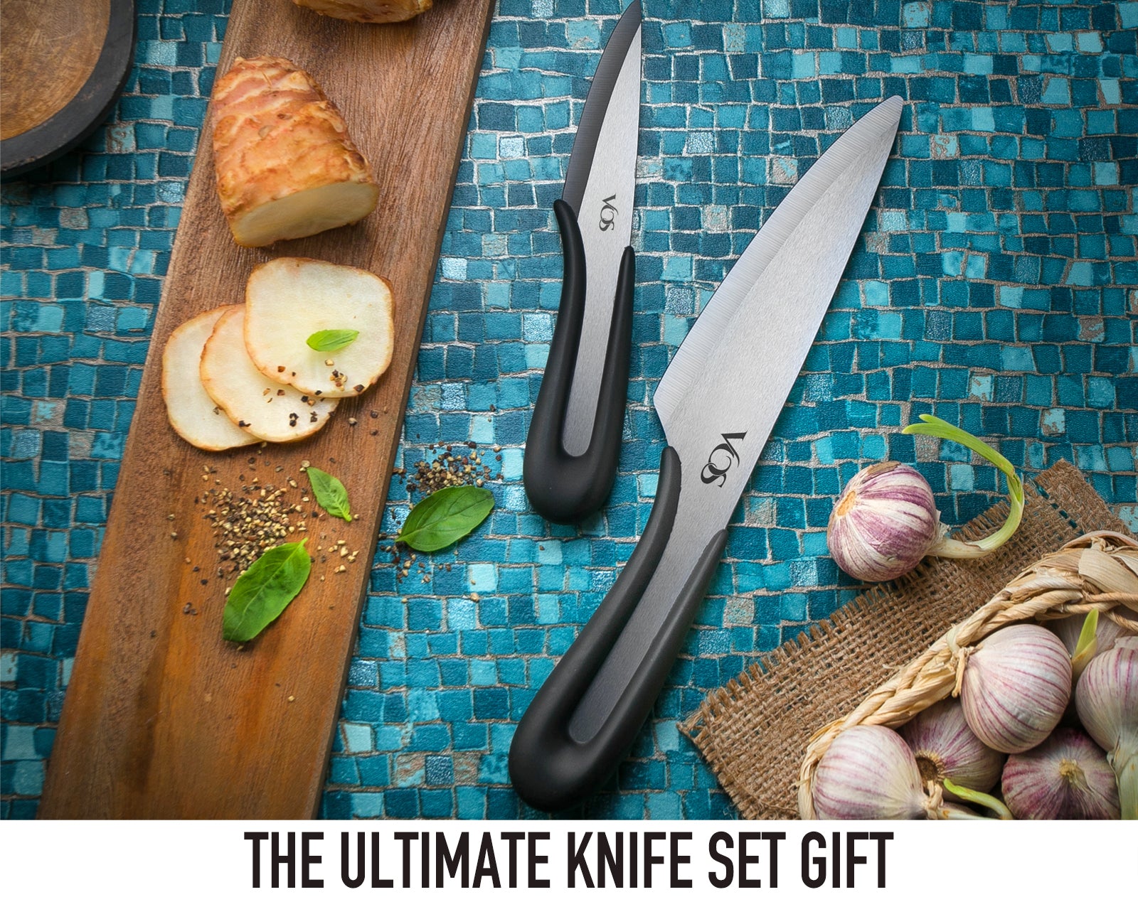 Ceramic 4 Pcs Knife Set with Knives Holder - Red – Vosknife
