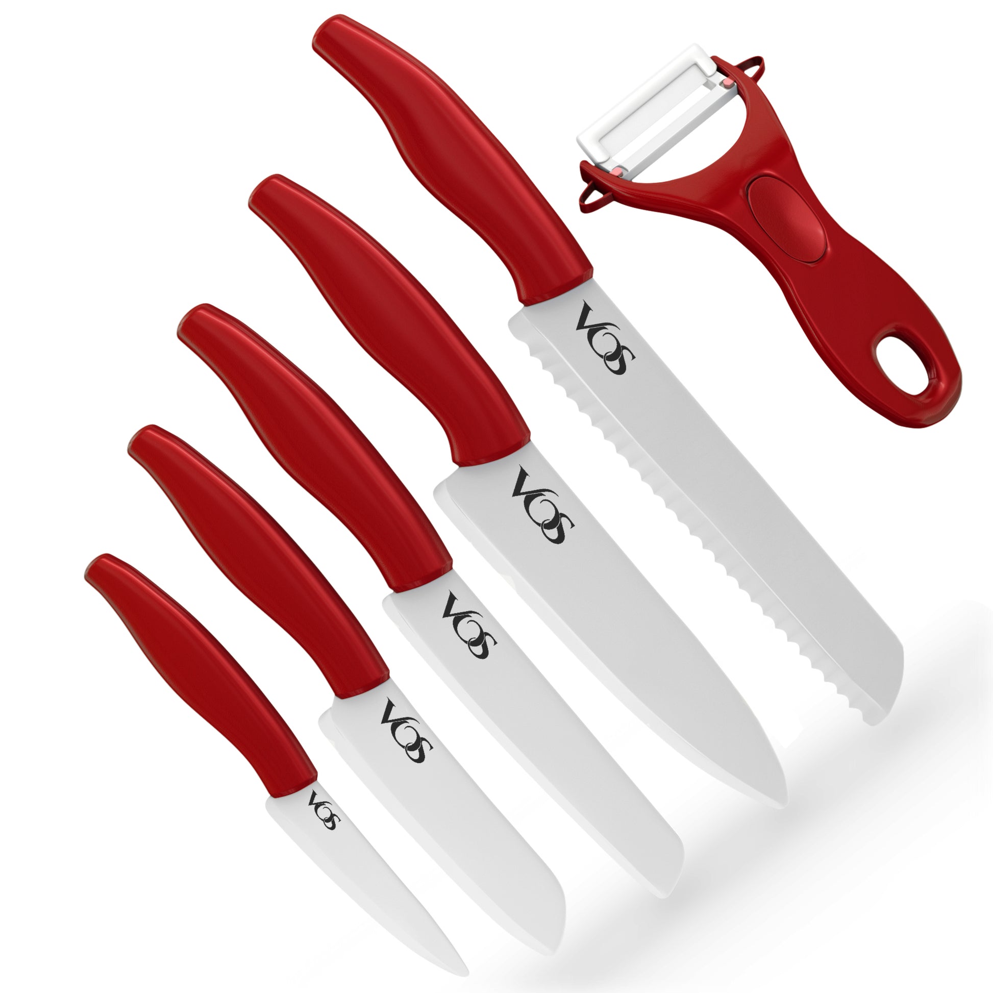 Ceramic Knife Set Chef Kitchen Knives + Fruit Peeler + Covers 4 6 Blade  Sharp