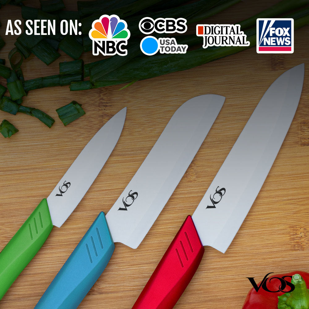 Kitchen Ceramic Knife Set - 3 Pcs With Gift Box - Multicolor – Vosknife